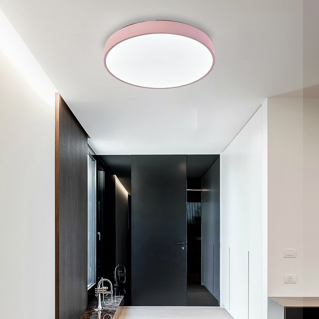 Ultra-Thin Round LED Ceiling Light Flush Mount Wood Frame