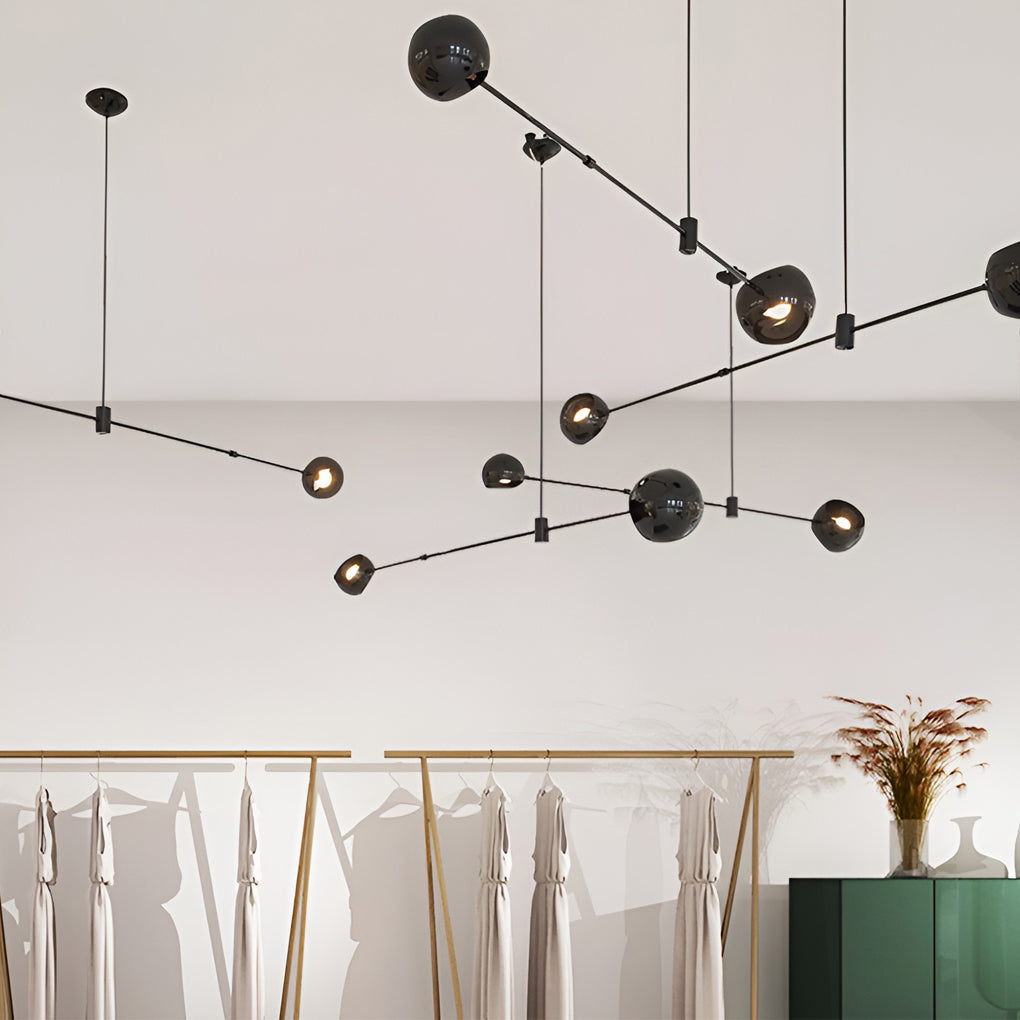 Geometric Linear Black Iron Chandelier Modern Pendant Light