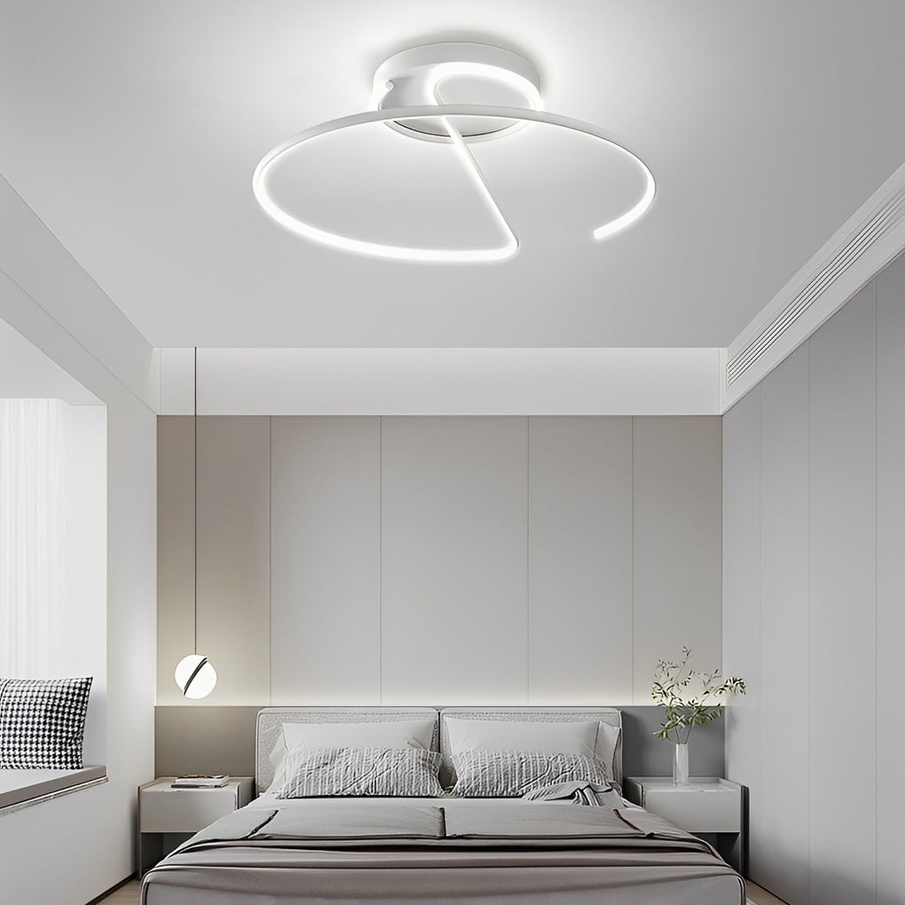 Dimmable LED Semi-Flush Mount Ceiling Light Modern Metal Geometric