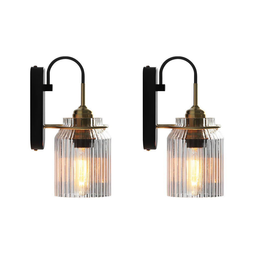 Modern Wavy Glass Wall Sconce with Gold Metal Frame
