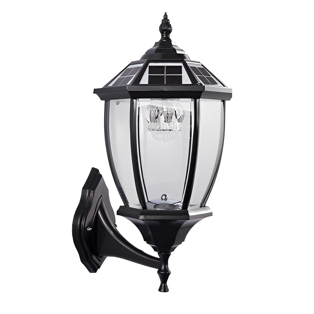 Modern Black Solar Outdoor Post Light with Remote Control