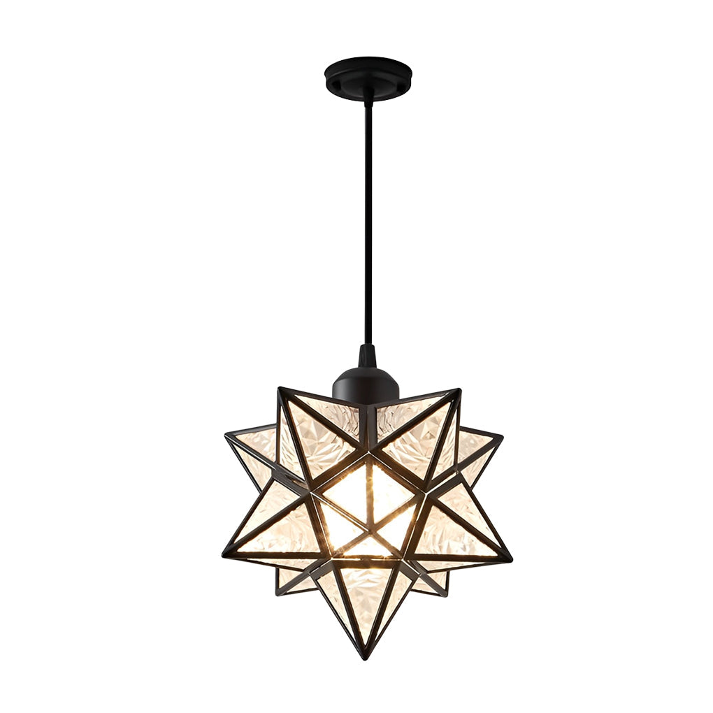 Star Pendant Light | Modern 3-Step Dimming | Glass & Iron Finish