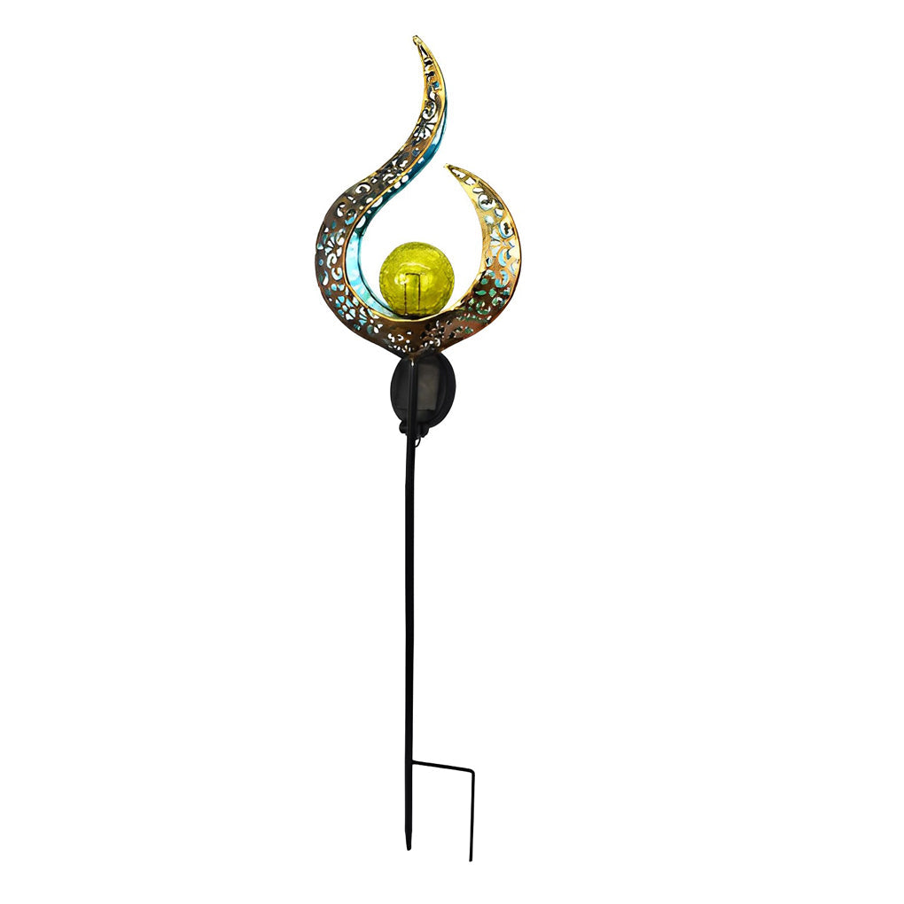 Solar Garden Stake Light with Hollow Iron Frame & Glass Globe