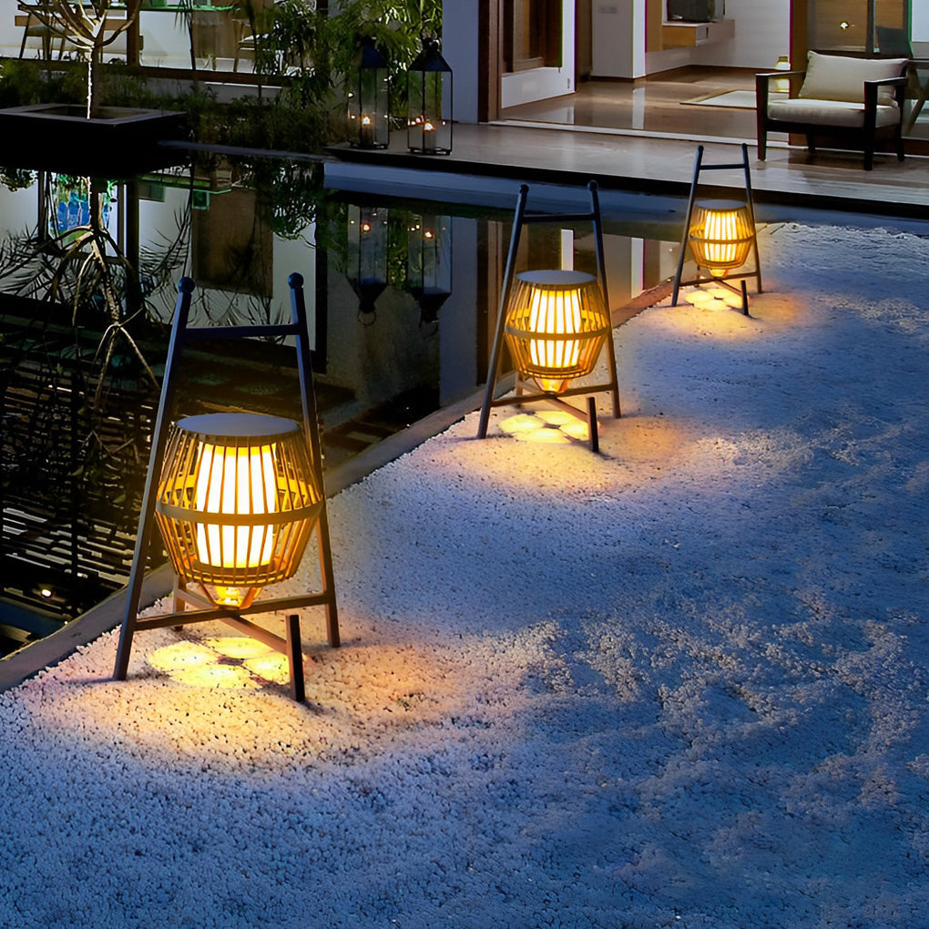 Dimmable Solar LED Outdoor Lantern - Modern Aluminum Garden Light