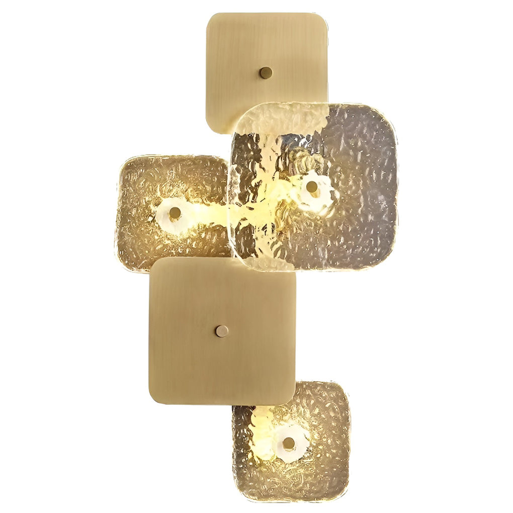 Modern Rounded Square Glass Copper LED Wall Sconce