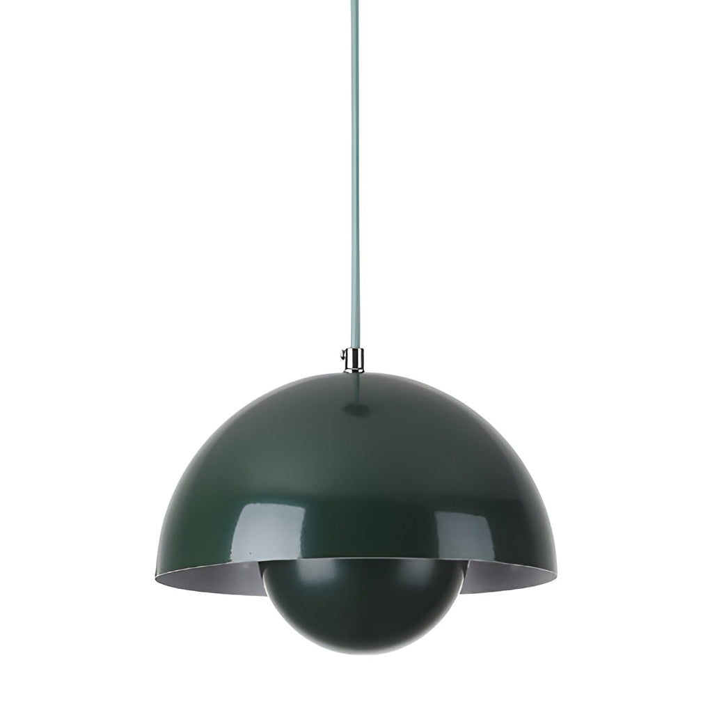 Mushroom Pendant Light – Metal Dome Shade with Warm Glow