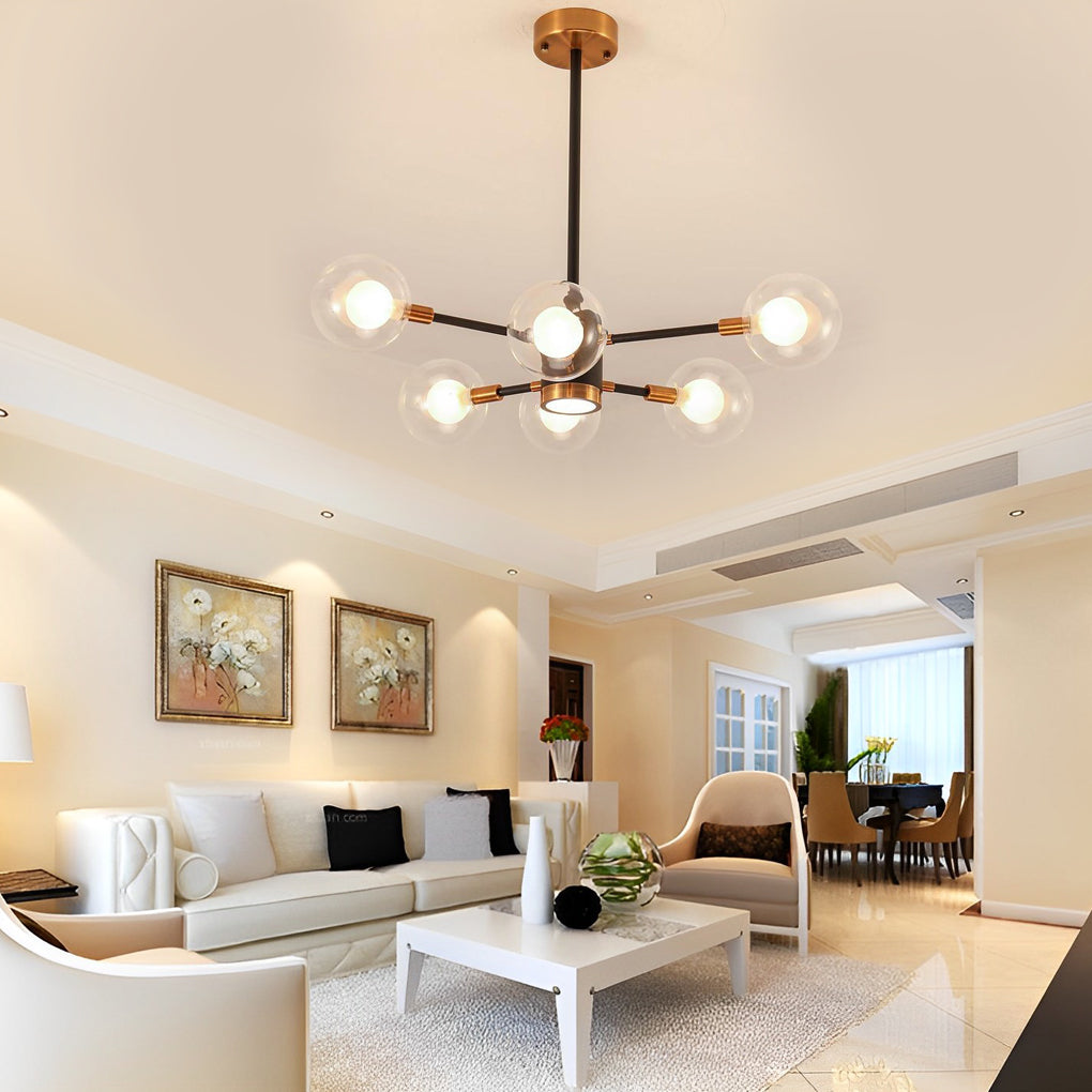 6-Light Modern Glass Globe Chandelier for Kitchen & Dining
