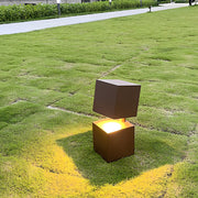 Modern Black Geometric Solar Lawn Light with LED Illumination
