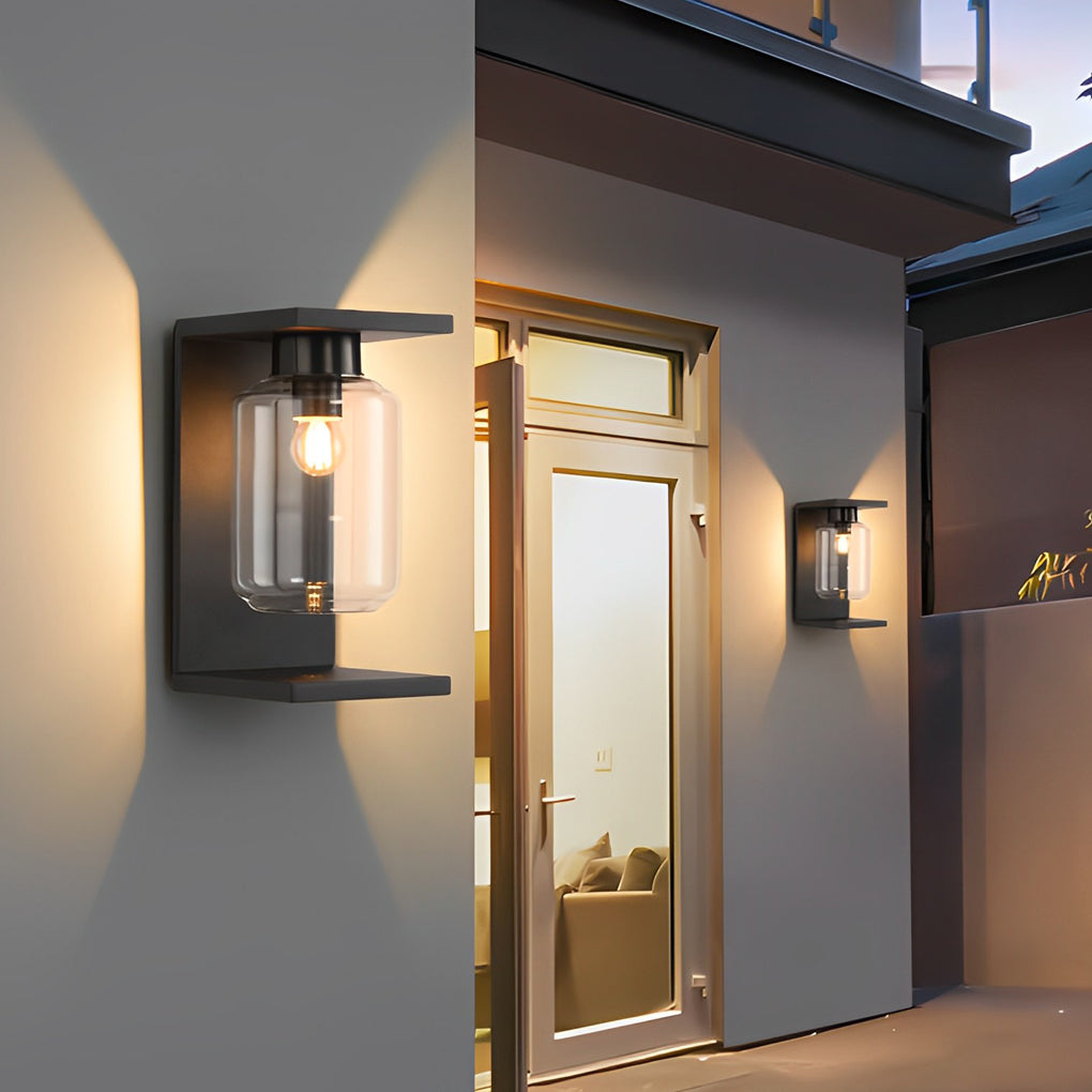 Modern Black Glass Solar LED Outdoor Wall Light with Remote