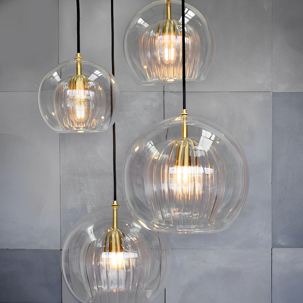 Modern Double Layer Glass Pendant Light with Brass Finish