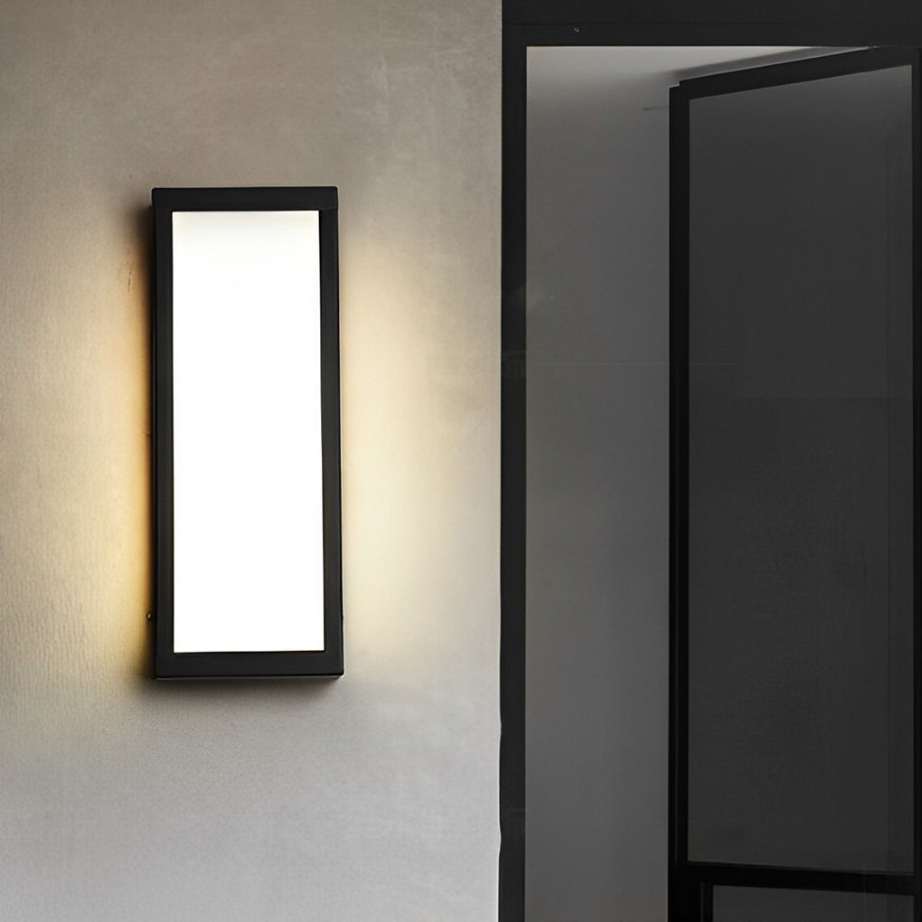 Modern Rectangular LED Outdoor Wall Lamp - Matte Black
