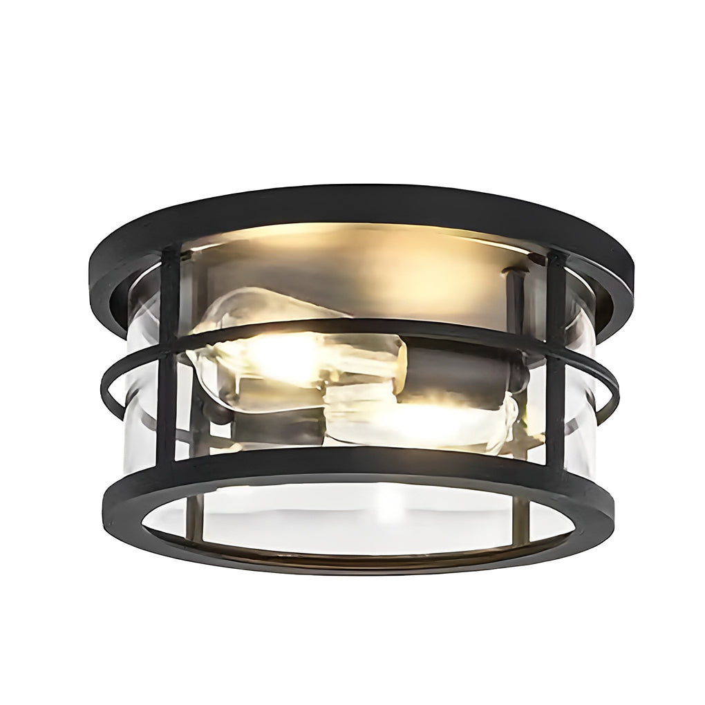 Waterproof Outdoor Flush Mount Ceiling Light in Black Aluminum