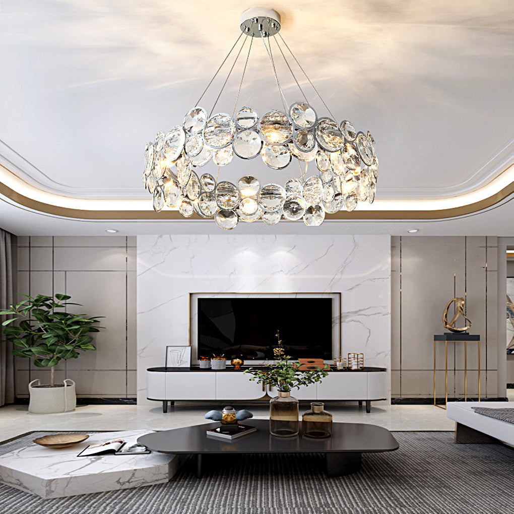 Modern Crystal Bubble Chandelier with Electroplated Metal Frame