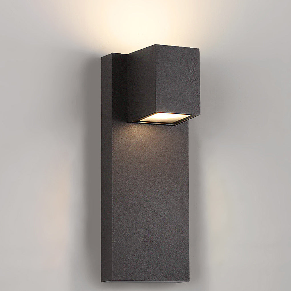 Square Waterproof LED Outdoor Wall Sconce Up Down Lighting Black