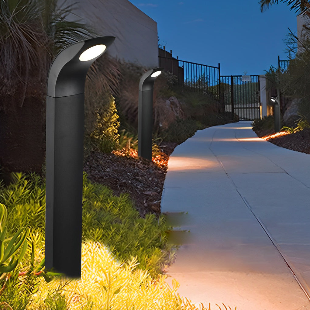 Modern Curved Head COB LED Pathway Lights - Aluminum