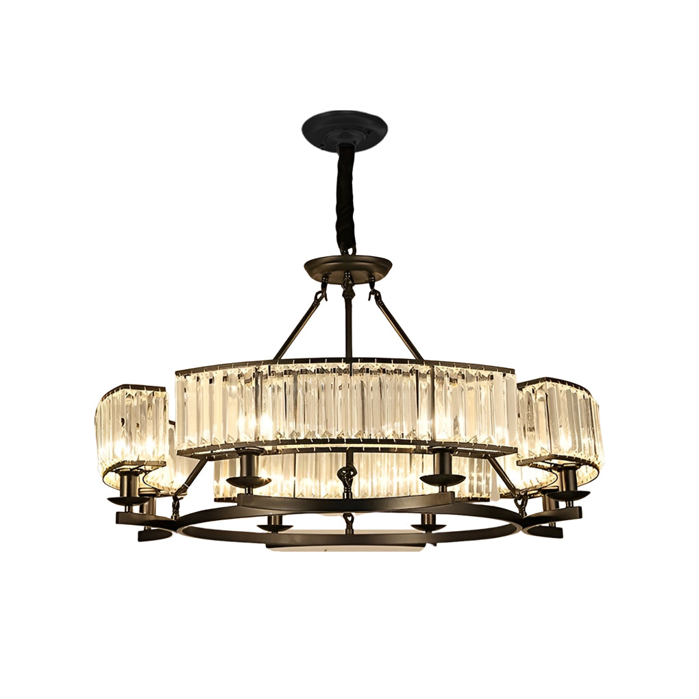 Modern Crystal Chandelier with Three-Step Dimming & Metal Frame