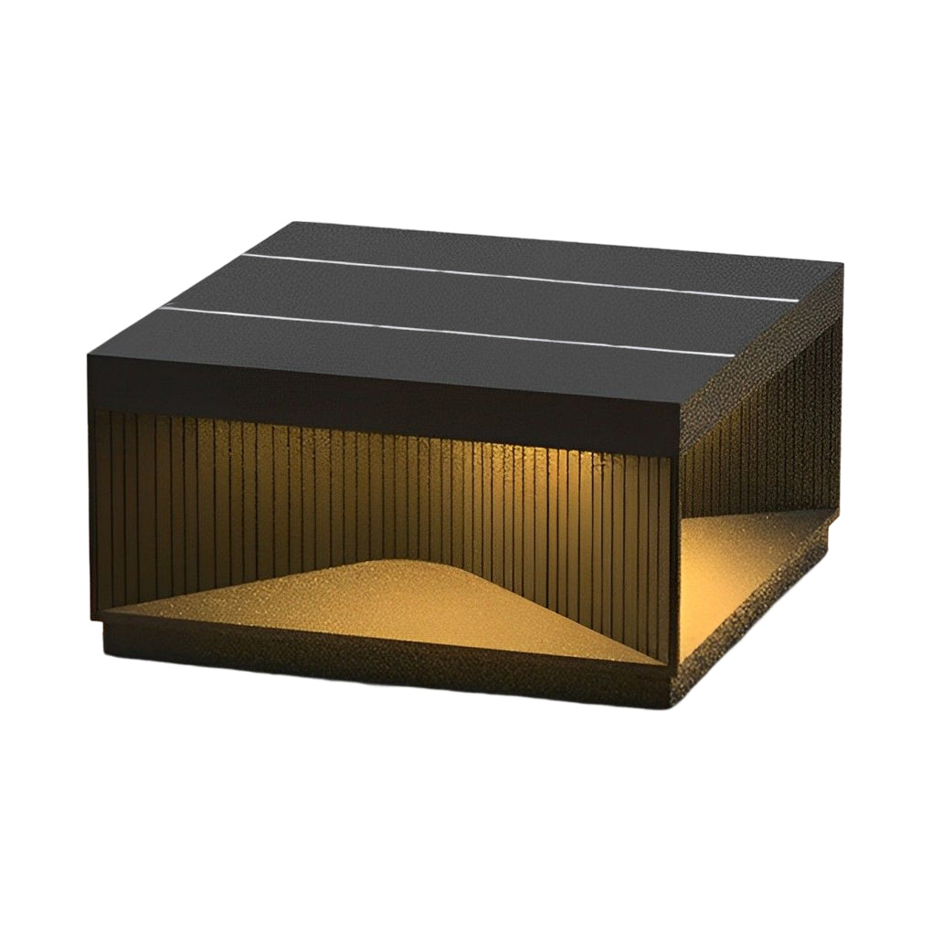 Modern Square Solar Fence Post Light - Stainless Steel Outdoor