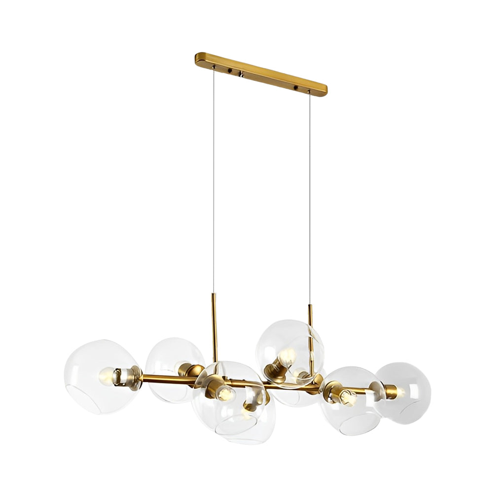 8-Light Glass Shade LED Chandelier Modern Dining Room Fixture