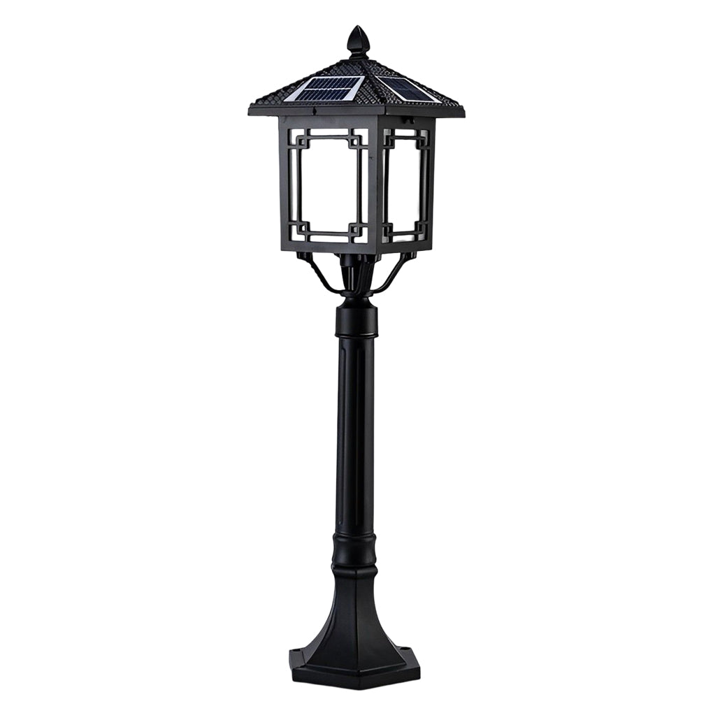 Solar LED Post Light with 3-Step Dimming | Aluminum & Glass