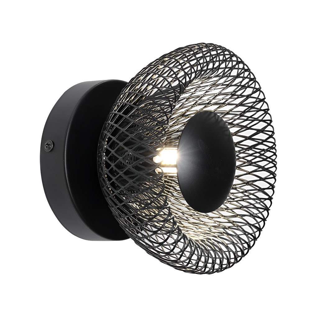 Modern Circular Nest Grid LED Wall Sconce – Iron Finish