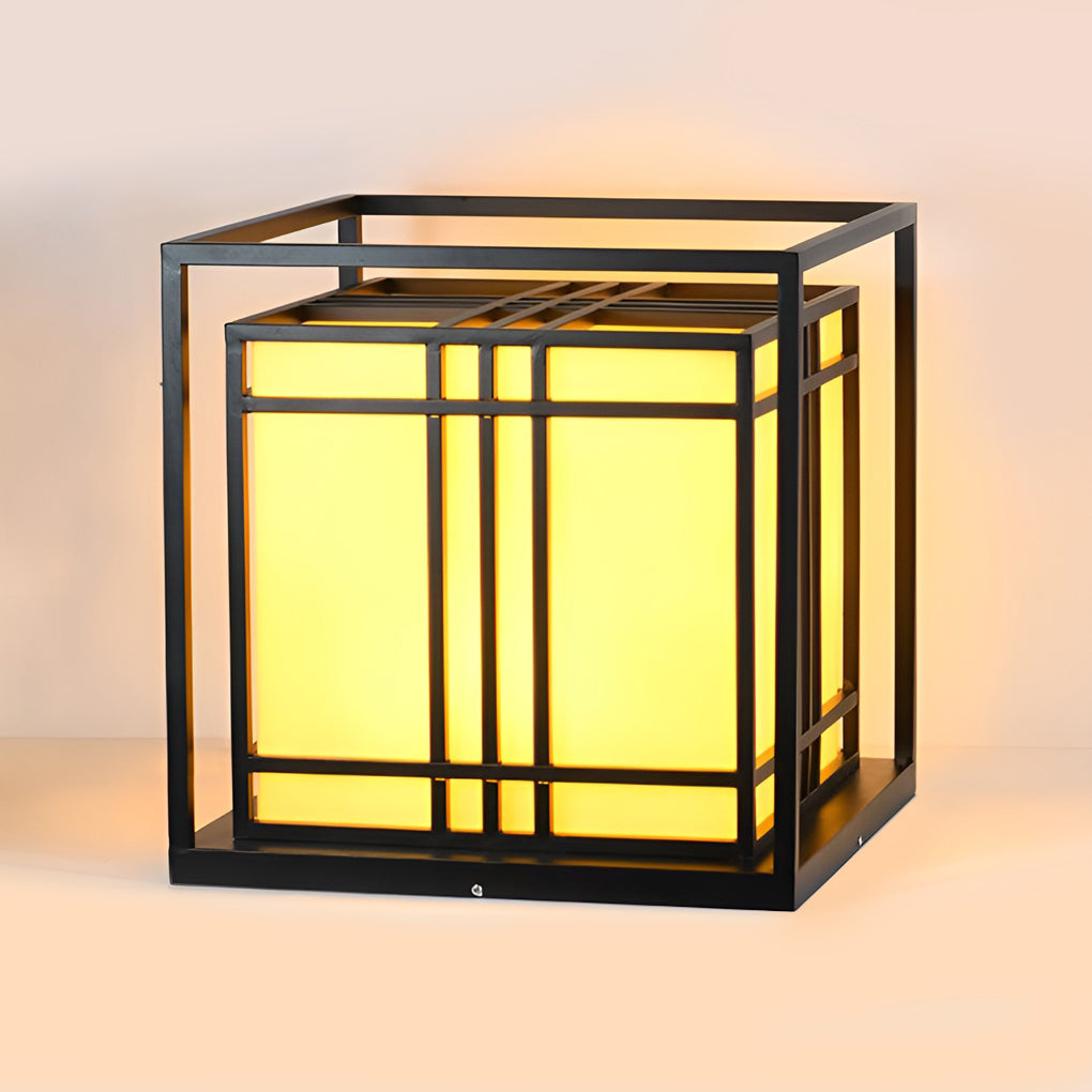 Modern Square LED Outdoor Post Cap Light - Waterproof Black