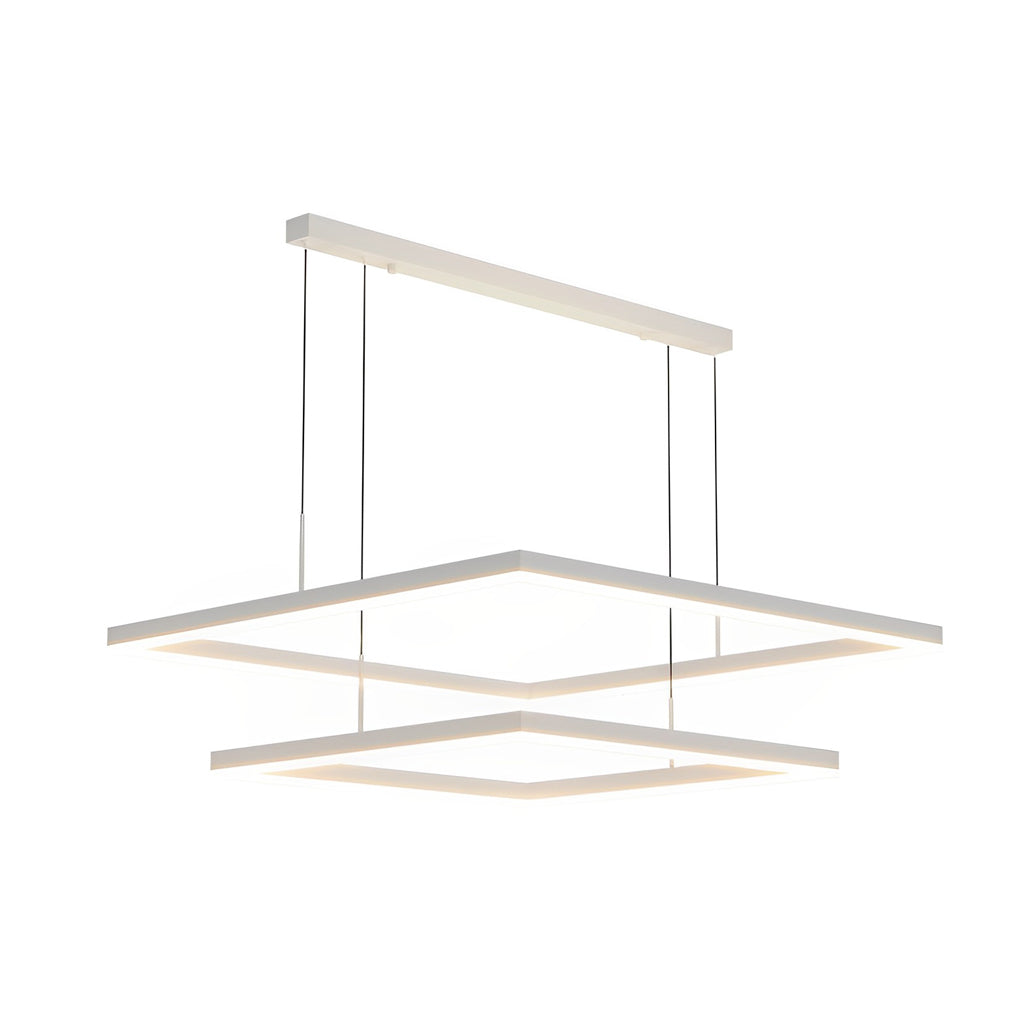 Modern White LED Square Ring Chandelier with 3-Step Dimming