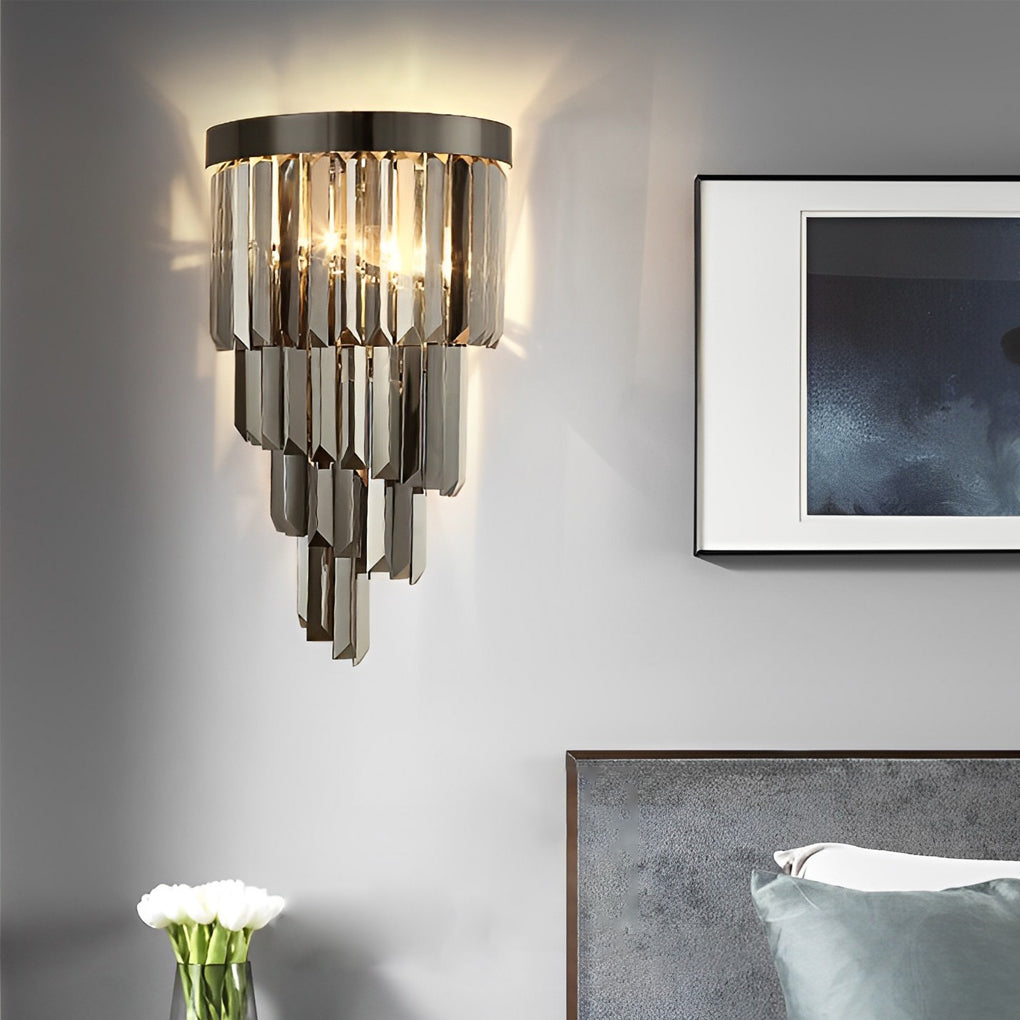 Crystal Modern Wall Sconce with Three-Step Dimming LED Light
