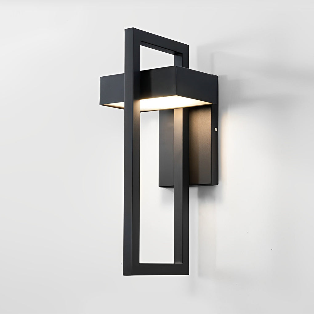 Rectangular Modern LED Outdoor Wall Lamp - Waterproof Black
