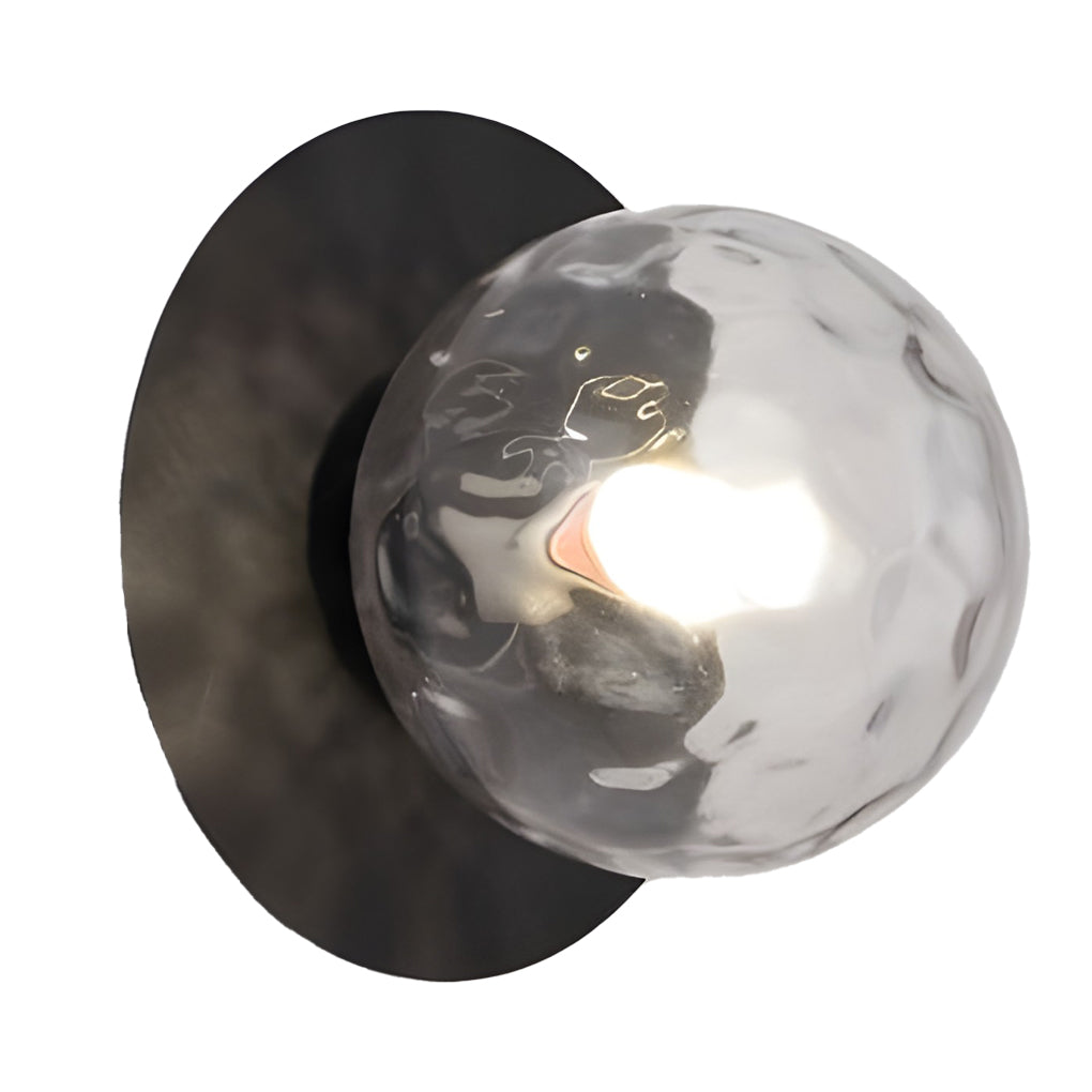 Modern Glass Ball Wall Sconce with LED - Black & Gold Finish