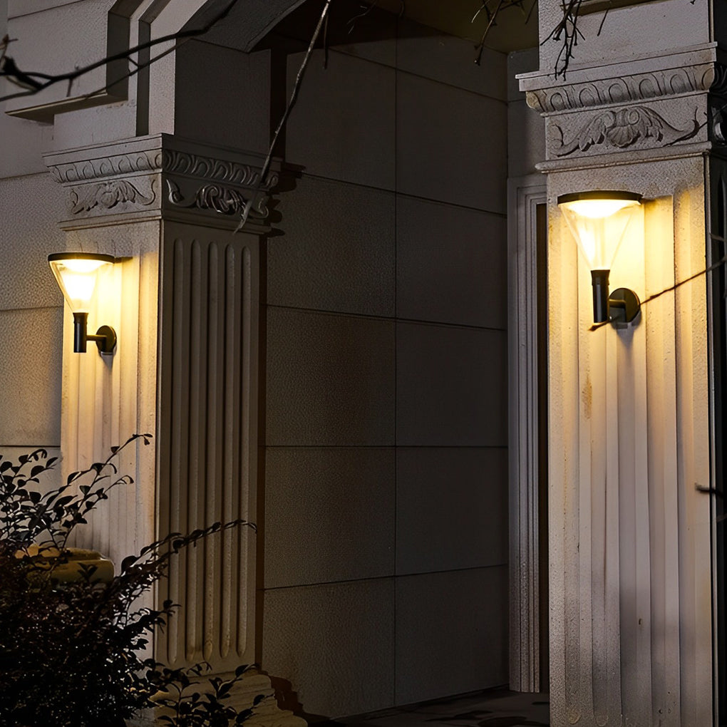 Modern Solar Outdoor Wall Light with Dual Color Temperature - Black
