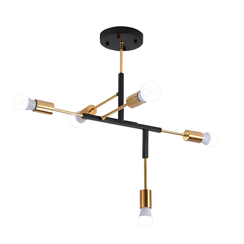 5-Light Branch Modern Chandelier – Electroplated Iron Ceiling Light