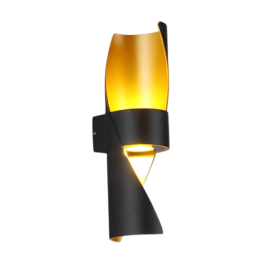 Spiral Outdoor Wall Light Up Down Gold Interior Die-Cast Aluminum
