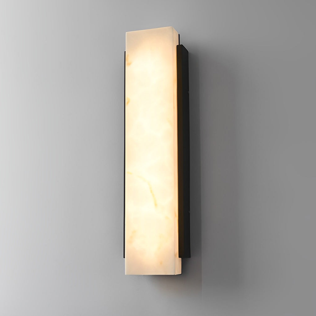 Modern Rectangular LED Outdoor Wall Light - Stainless Steel & Marble