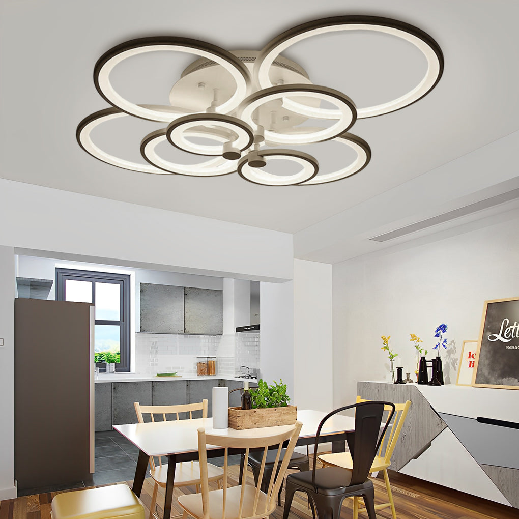 Multi-Circle Dimmable LED Semi-Flush Mount Ceiling Light