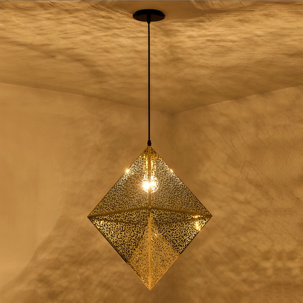 Geometric Stainless Steel Pendant Light - Modern Hollow Design