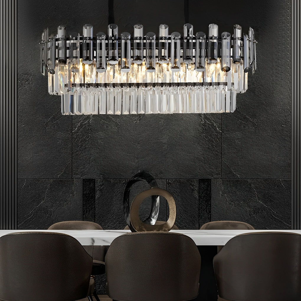 Rectangular Crystal Chandelier with Three-Step Dimming LED