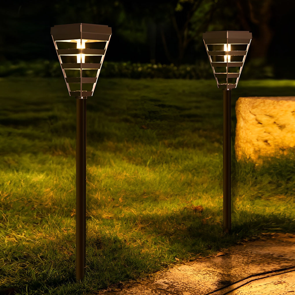 Modern Solar Black Outdoor Post Light with Intelligent Control