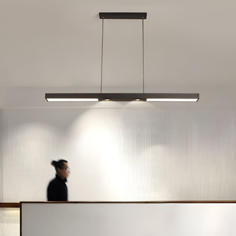 Linear LED Black Ceiling Light with Adjustable Spotlights