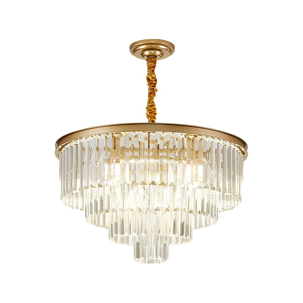 4-Tier Crystal Glass Modern Chandelier with Three-Step Dimming