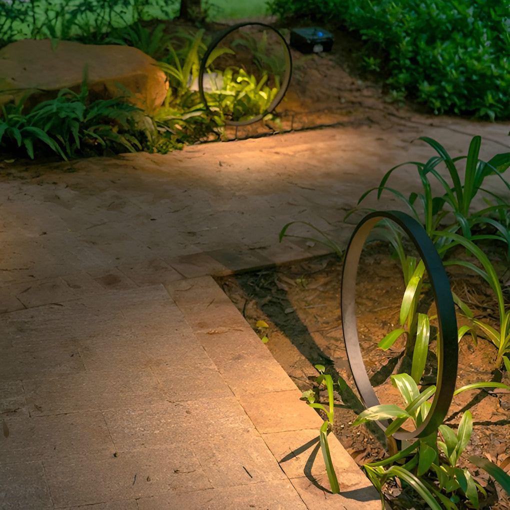 Modern Black Ring Pathway Light Aluminum COB Outdoor Landscape