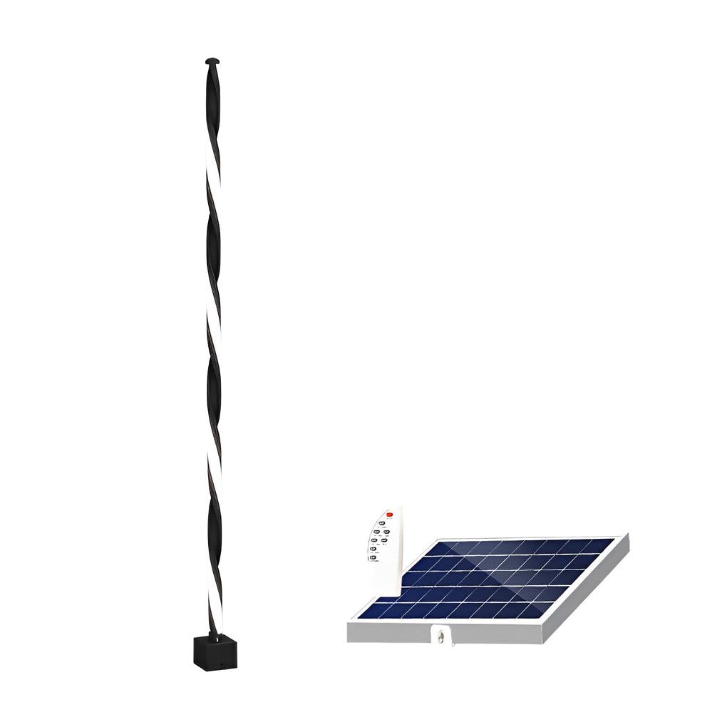 Linear Black LED Solar Path Lamp Modern Outdoor Landscape Lighting