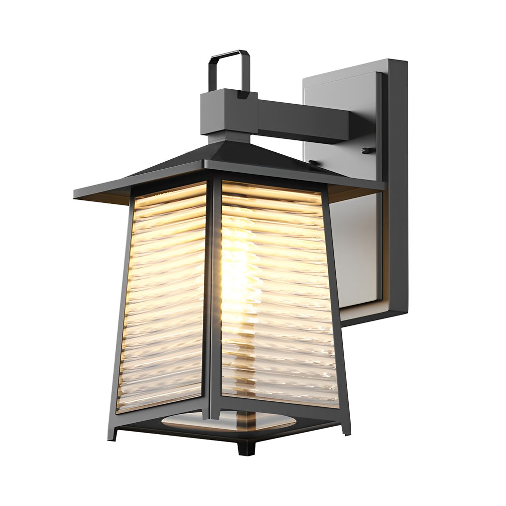 Modern Solar Outdoor Wall Light – Glass & Aluminum Black Sconce