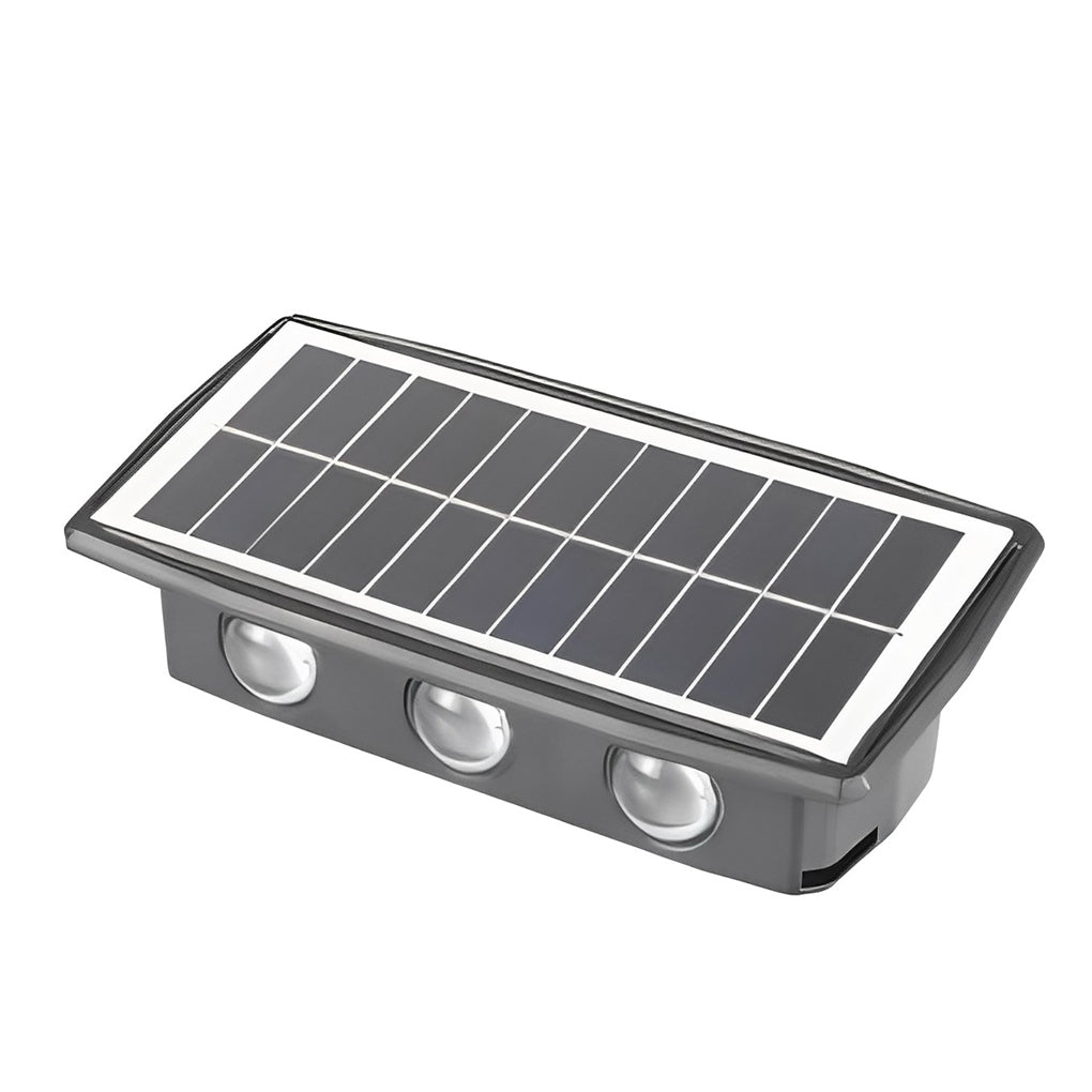 Rectangular Solar LED Outdoor Wall Lamp – Up Down Waterproof Black