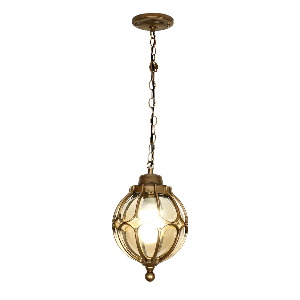 Glass Ball Outdoor Pendant Light | Waterproof Aluminum Chandelier