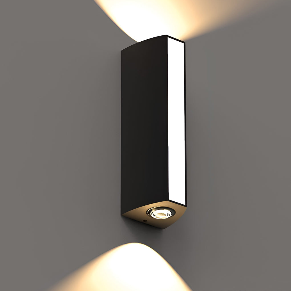 Modern Rectangular LED Wall Light Black Aluminum Up Down Outdoor