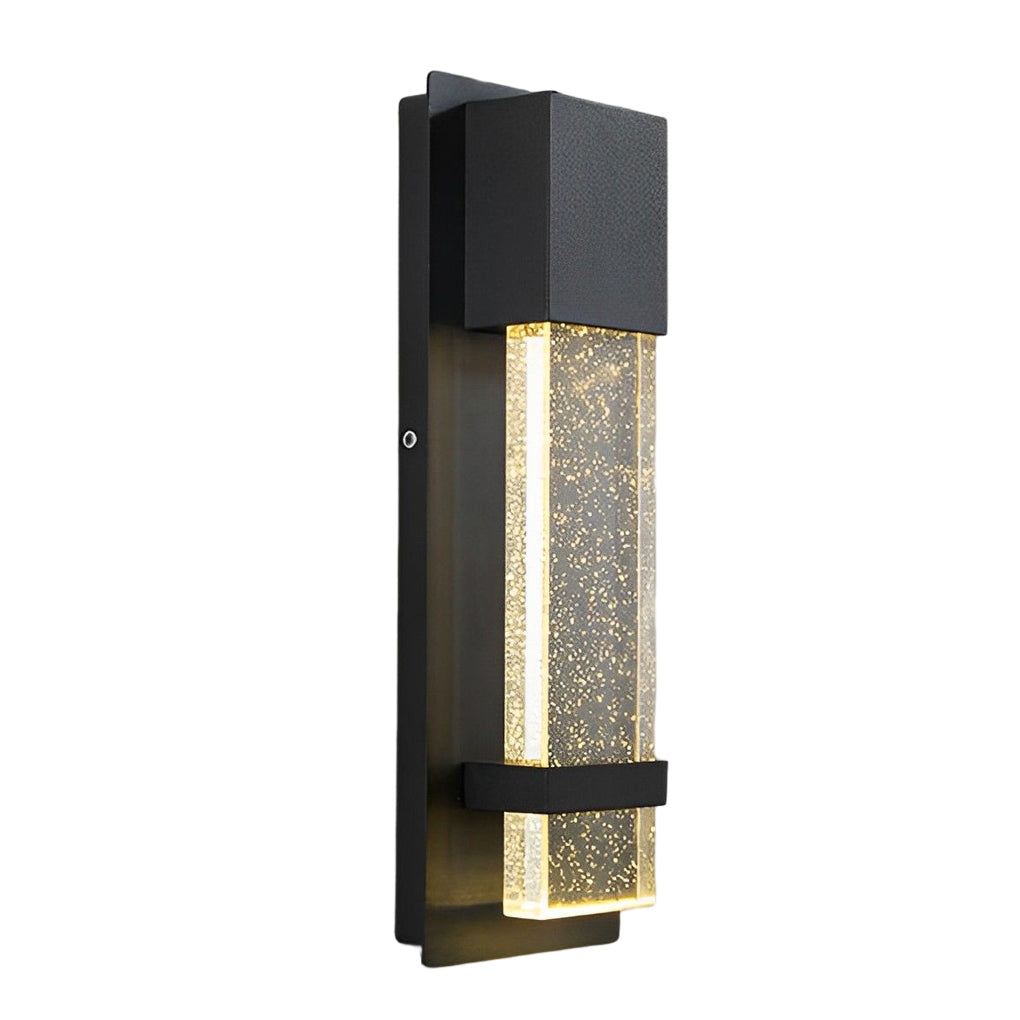 Crystal Bubble Glass Motion Sensor Outdoor Wall Lamp - Black