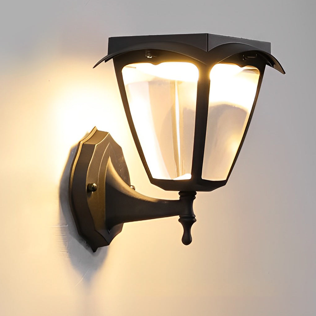 Solar Powered LED Outdoor Wall Light - Modern Black Aluminum