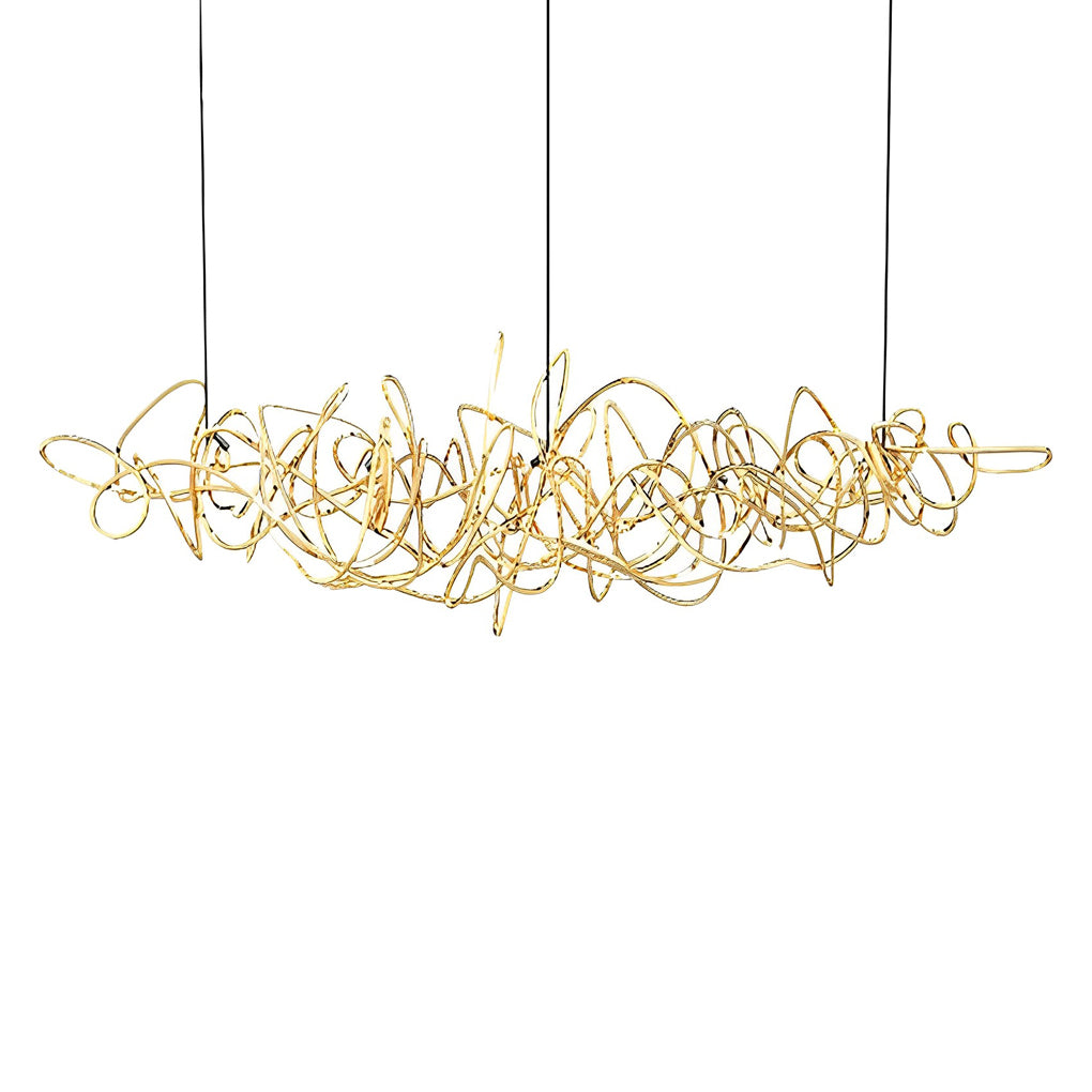 Sculptural Wave LED Chandelier – Electroplated Metal