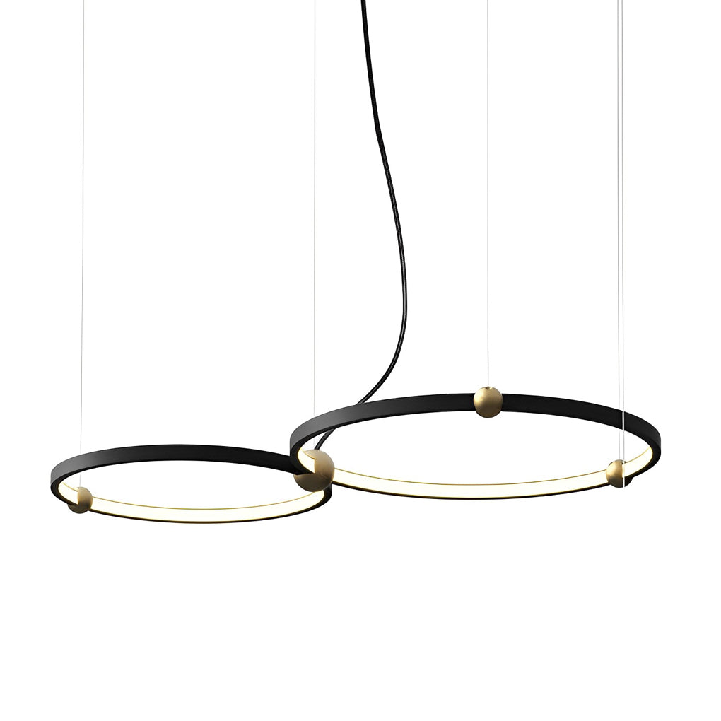 Modern Circular Black Iron Pendant Light - Multi-Ring LED Chandelier