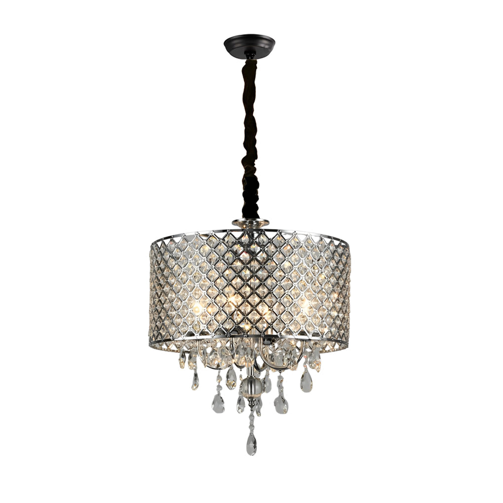 Crystal Iron Chandelier Mid-Century Modern Pendant Light